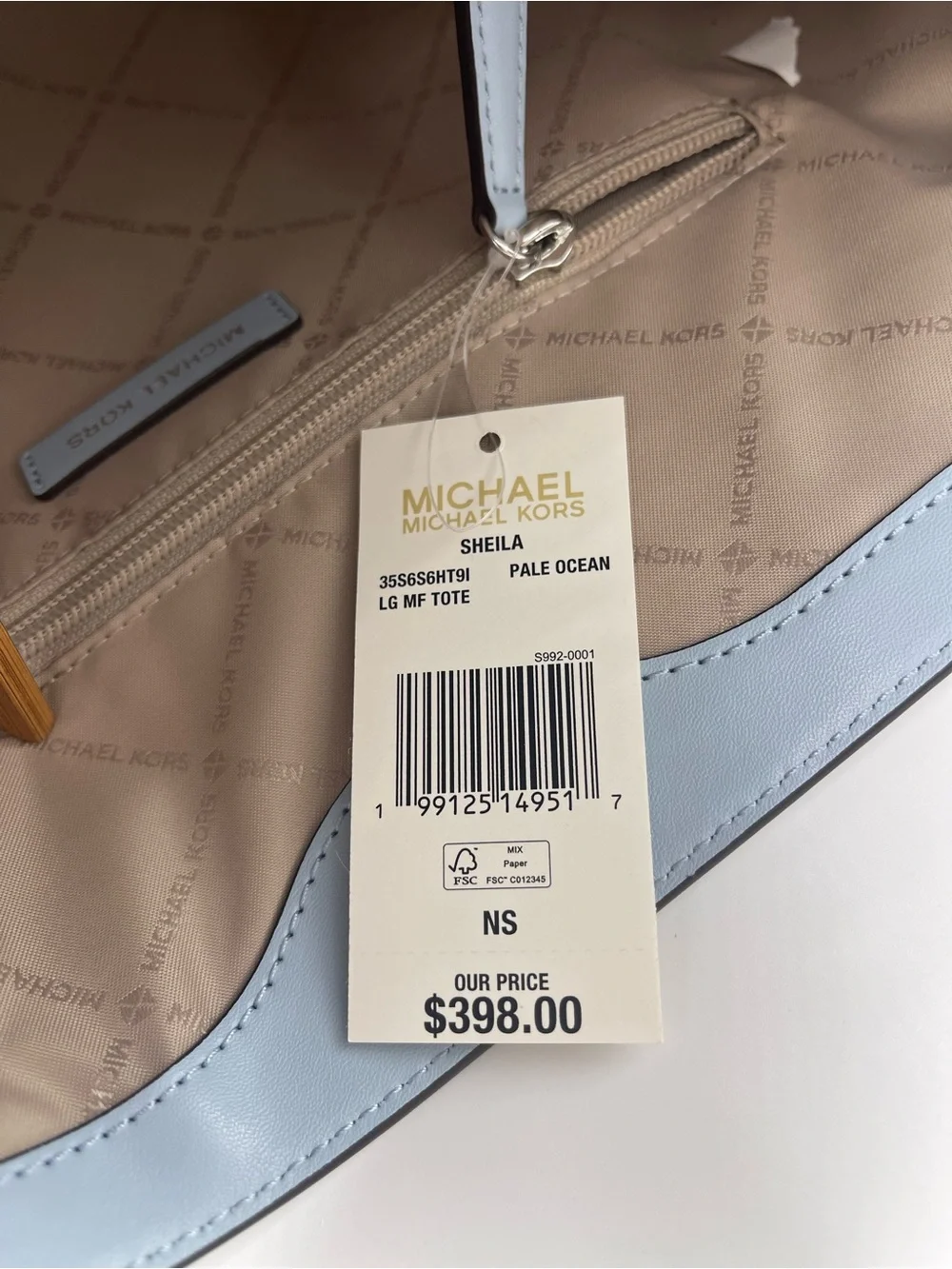 MICHAEL MICHAEL KORS SHEILA LG Multifunctional TOTE bag  Pale Ocean NWT